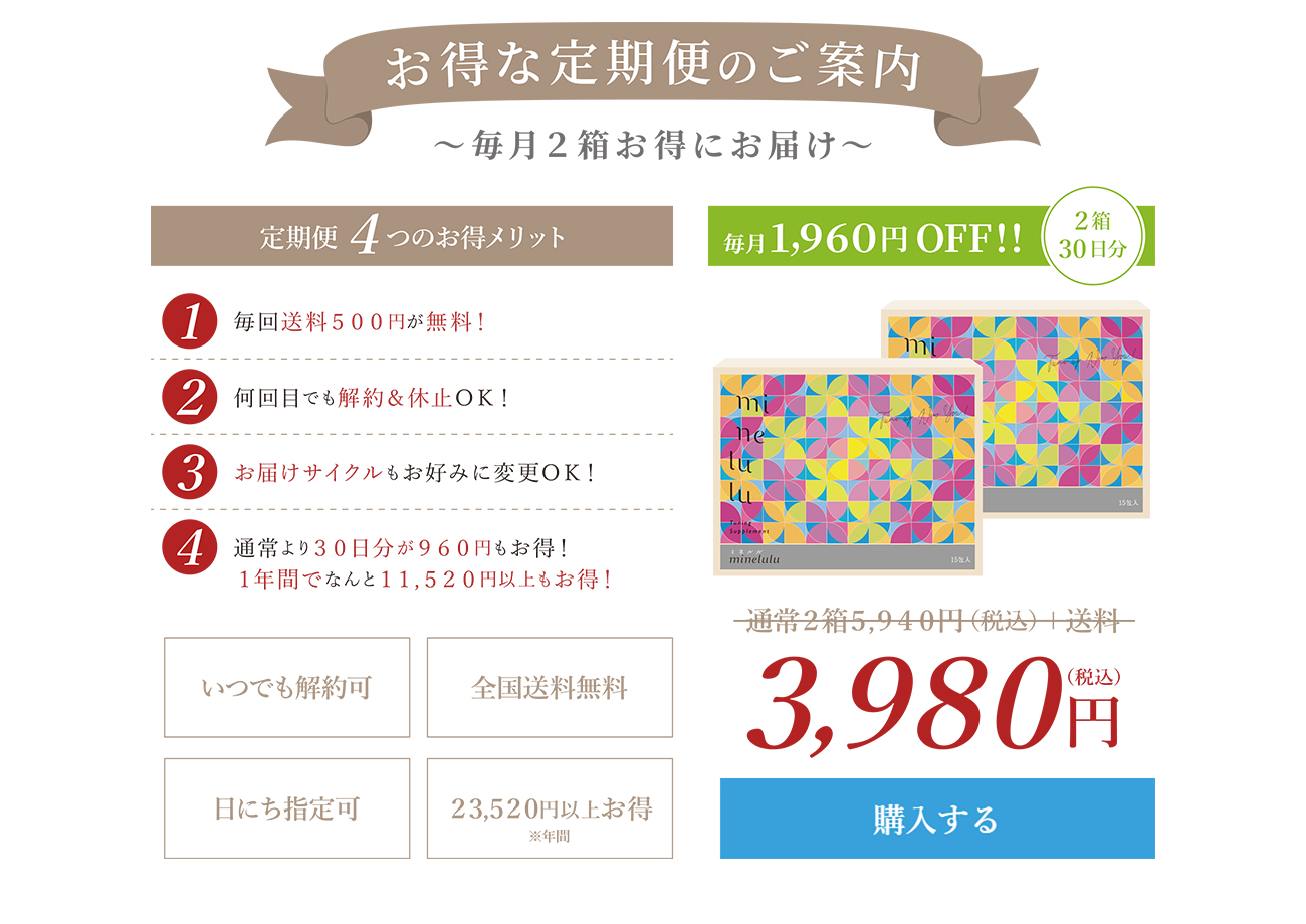 お得な定期便のご案内～毎月２箱お届けします