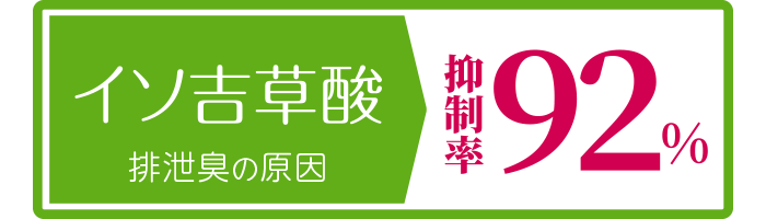 イソ吉草酸:排泄臭の原因:抑制率92%