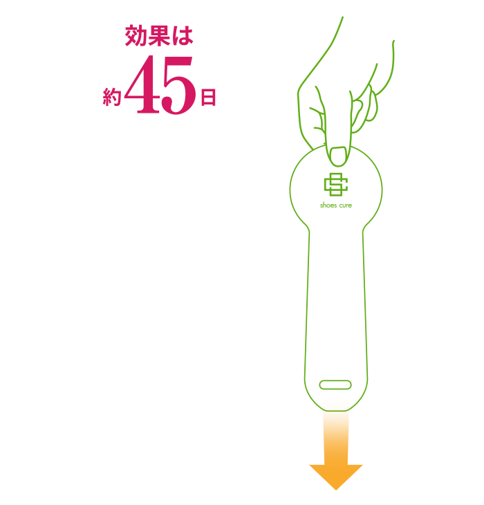 効果は約60日。シートをアルミ袋から取り出し靴型ケースの裏面ポケットに装着。あとは靴の履き口を塞ぐように差し込むだけ。