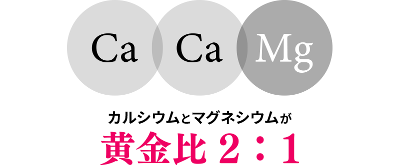 カルシウムとマグネシウムが黄金比2:1